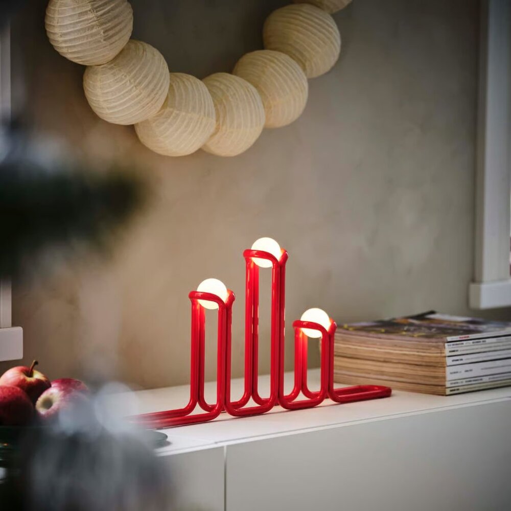 IKEA Gustav Westman - Strala Lamp LED candelabra, metal red